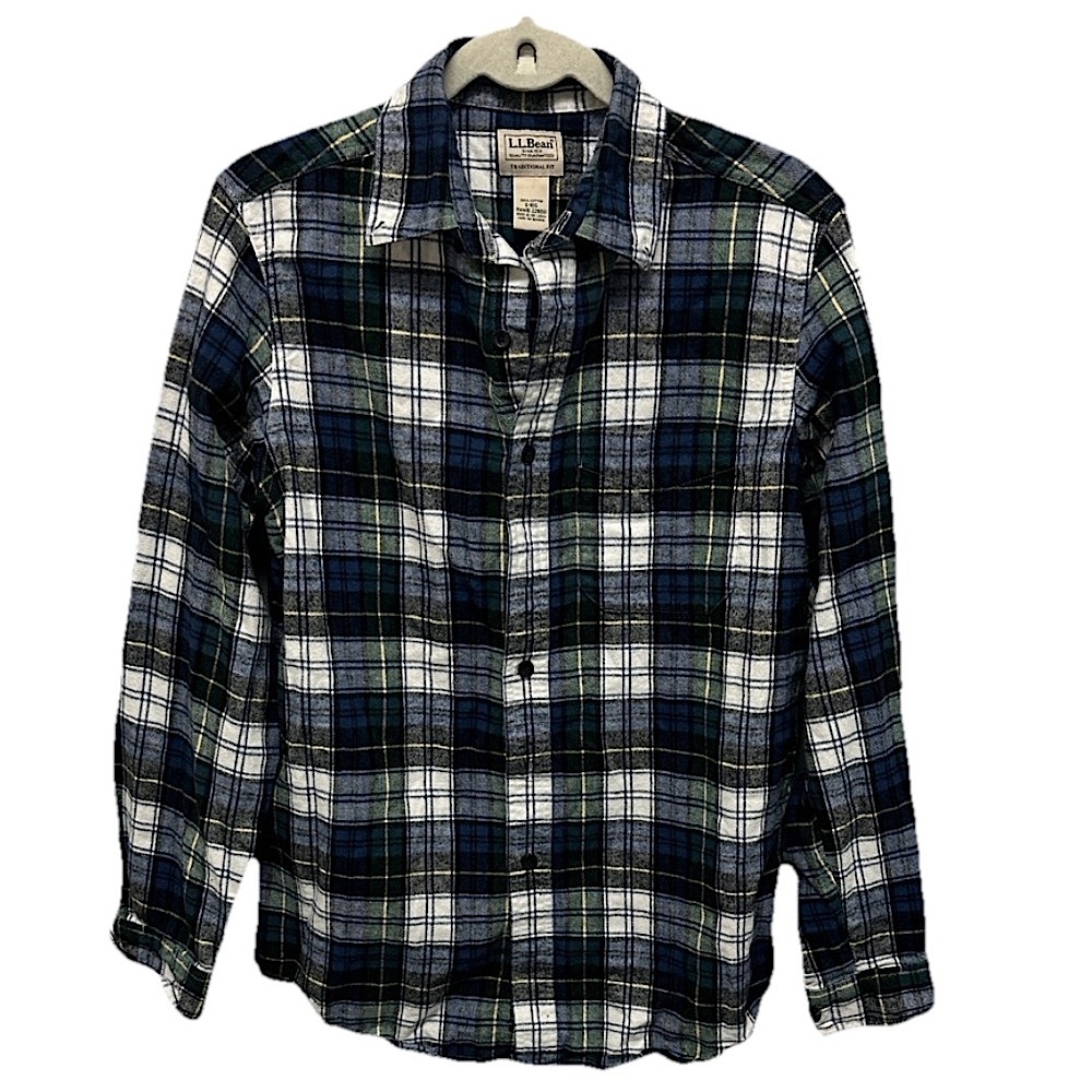 L.L Bean Men’s Traditional Fit COTTON Flannel Button Down Shirt Sz Small Western
